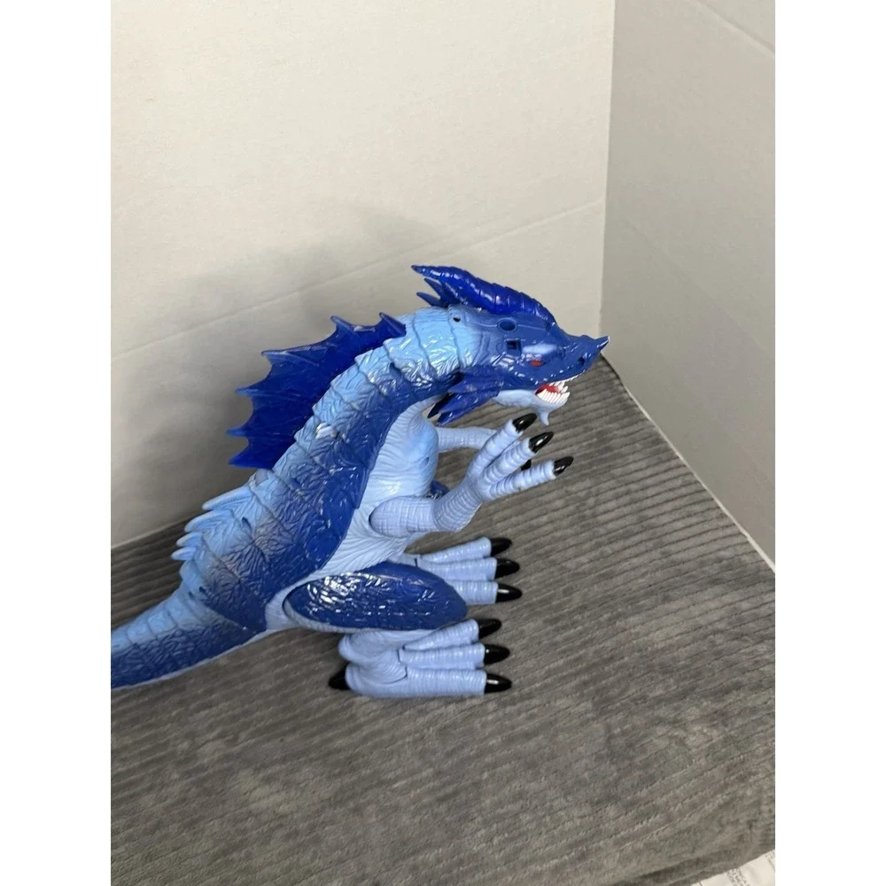 Betheaces Kids Toy Large size Simulation Dinosaur Dragon Blue sounds wheels